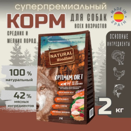 Сухой корм для собак Natural Woodland Optimum Mini & Medium All Age (индейка, курица)