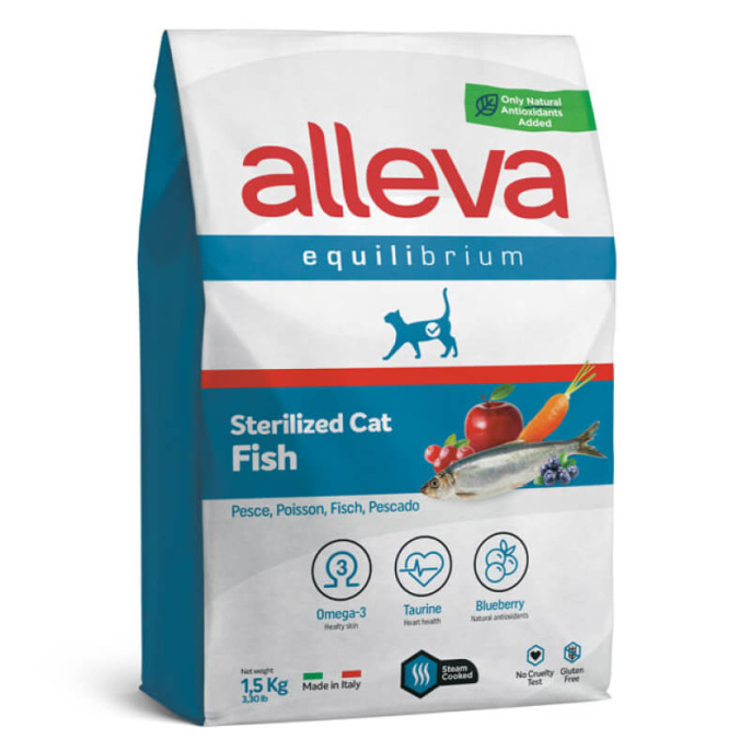 Сухой корм для кошек Alleva Equilibrium Sterilized Cat Fish (рыба) (10 кг)