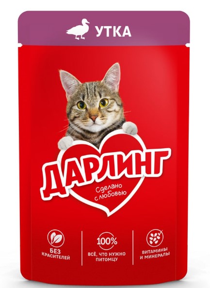Влажный корм для кошек ДАРЛИНГ в подливе (утка) (75 гр)