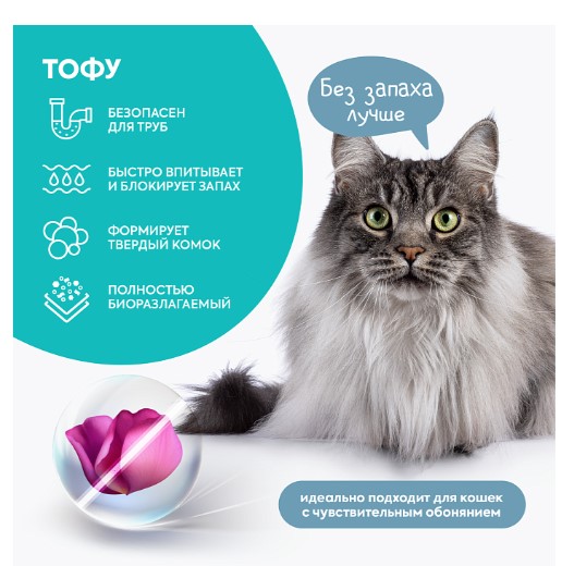 Наполнитель растительный комкующийся тофу Cat's choice (без аромата) (48 л (20 кг))