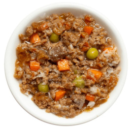 Консервы для собак Деревенские лакомства "Домашние обеды" рубленая говядина с языком и овощами