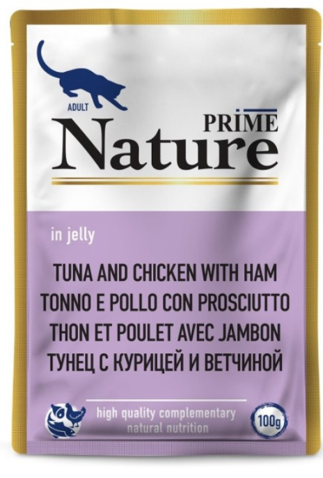Влажный корм для кошек PRIME NATURE Adult Cat в желе (тунец, курица, ветчина) (100 гр)