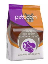 Сухой корм для собак средних пород Petboom Medium Adult (мясное ассорти)