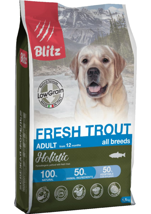 Сухой корм для собак Blitz Holistic Adult Dog All Breeds (форель)