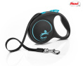 Поводок-рулетка Flexi BLACK DESIGN лента, синий (S,15кг/5м)