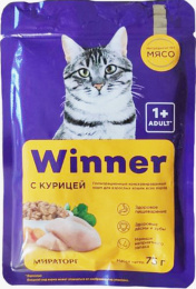 Мираторг Влажный корм для кошек с курочкой в соусе Winner Meat