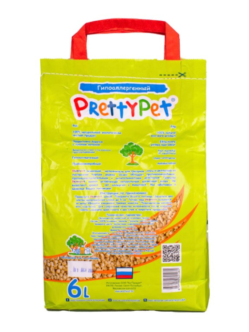 Наполнитель PrettyCat для грызунов и птиц древесный из осиновых гранул (2 кг (6л))