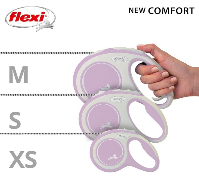 Поводок-рулетка Flexi NEW COMFORT (трос) нежно-розовый (20кг/8м)
