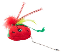 Игрушка для кошек Mr.Kranch Арбузик плюшевая, с кошачьей мятой и перышками красная