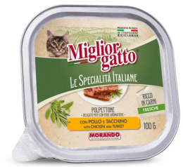 Паштет для кошек Miglior Gatto Le Specialità Italiane Adult Cat (курица, индейка)