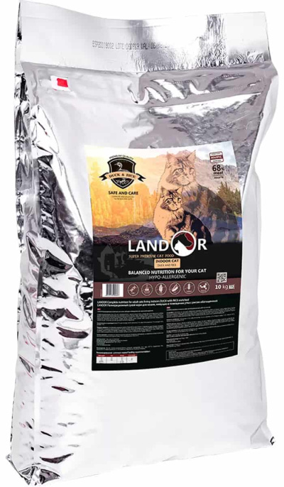 Сухой корм для кошек LANDOR Adult Cat Indoor (утка, рис) (400 гр.)