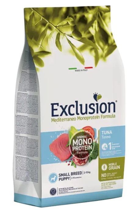 Сухой корм для щенков EXCLUSION Monoprotein Noble Grain Puppy Small (тунец) (500 гр)