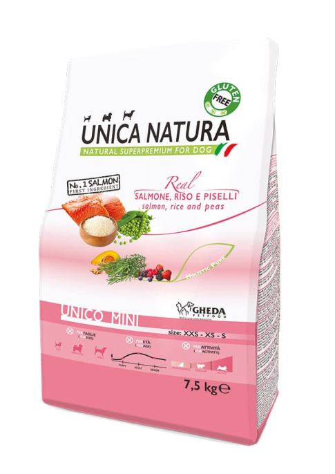 Сухой корм для собак Unica Natura Unico Mini (Лосось, рис и горох) (0.8 кг)