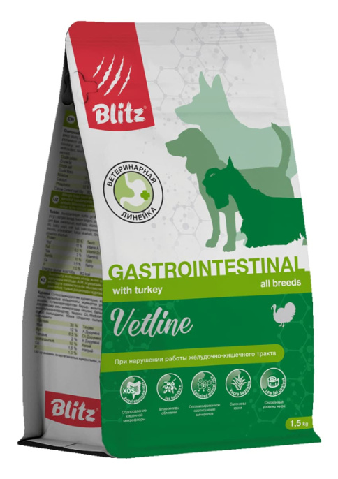 Сухой корм для собак BLITZ Dog Vetline Gastrointestinal (индейка) (0,5 кг)