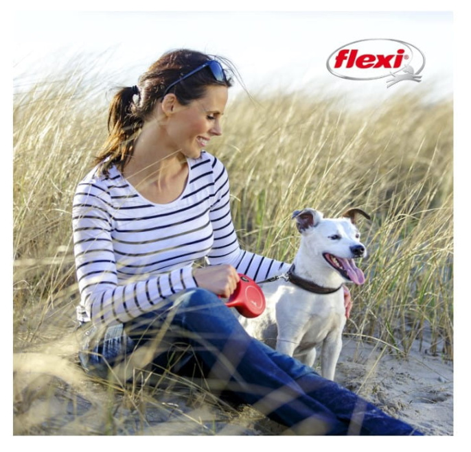 Поводок-рулетка Flexi NEW CLASSIC красный (лента) (L, до 50кг/5м)