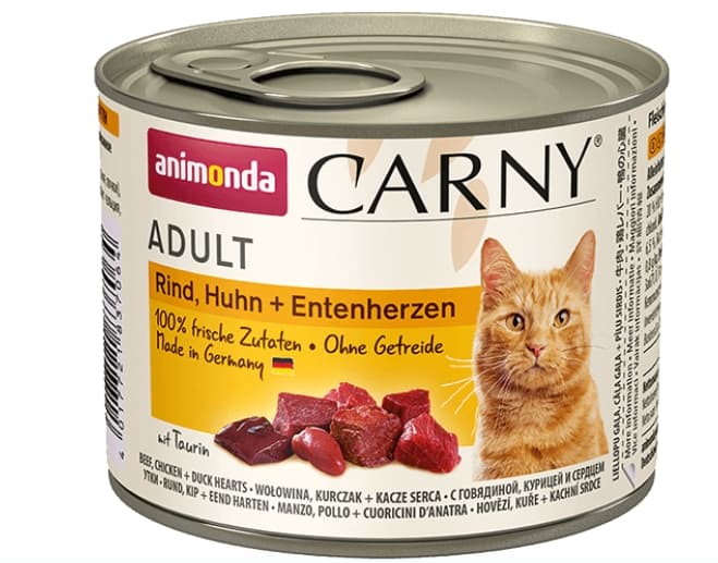 Консервы для кошек Animonda CARNY Adult (говядина, курица, сердце утки) (200 гр.)