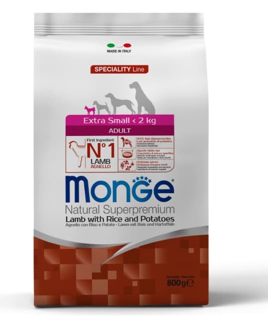 Сухой корм для собак Monge Dog Extra Small Adult (ягненок,рис,картофель) (800 гр.)