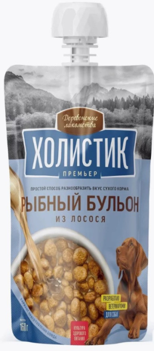 Лакомство для собак Деревенские лакомства Холистик Премьер Рыбный бульон (лосось) (160 гр)