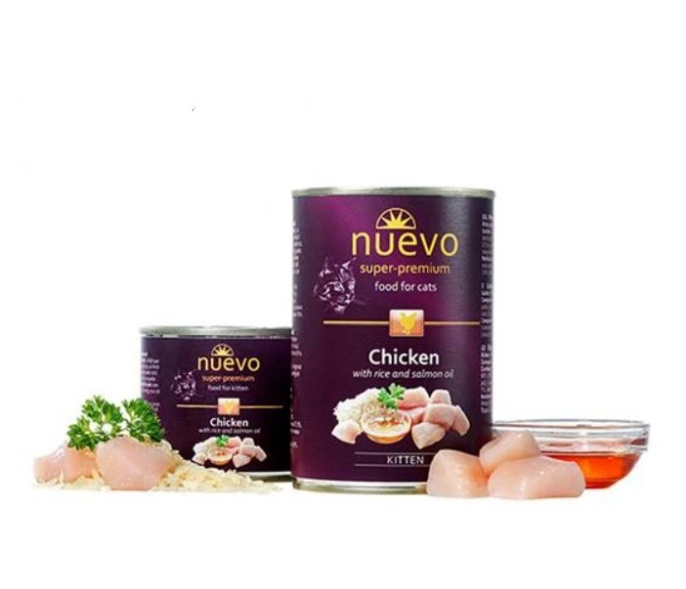 Консервы для котят NUEVO Kitten (курица, рис, лососевый жир) (200 гр.)