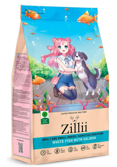 Сухой корм для собак мелких пород ZILLII Sensitive Digestion Small Adult Dog (белая рыба, лосось) (800 гр)