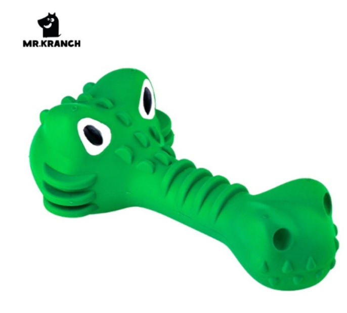 Игрушка для собак Mr.Kranch Крокодил с пищалкой 18 см (Зеленая с ароматом курицы)
