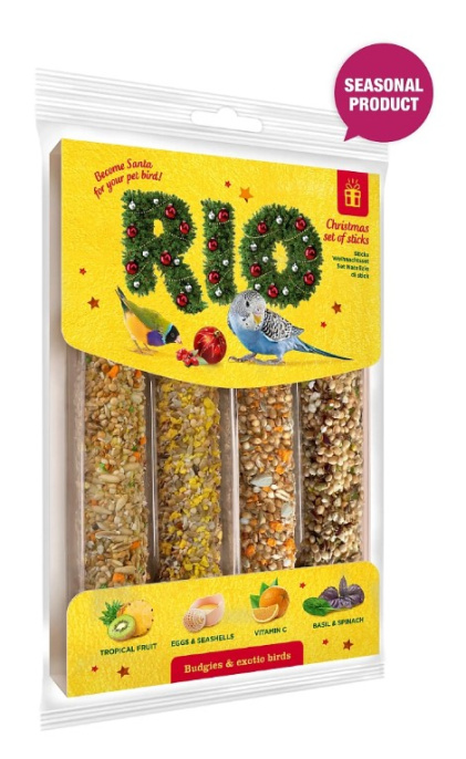 Новогодний набор палочек для волнистых попугайчиков и экзотов RIO (4х45 гр.)