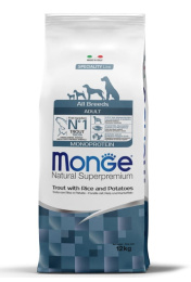 Сухой корм для собак Monge Dog Monoprotein Adult All Breeds (форель, рис)
