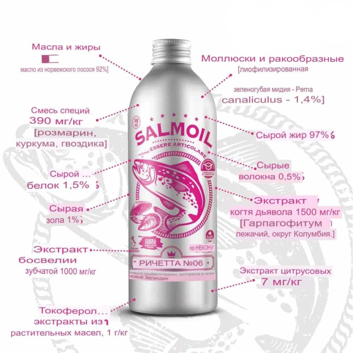 Лососевое масло NECON SALMOIL RICETTA 6 (250 мл)