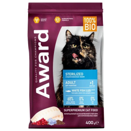 Сухой корм для кошек Award Cat Sterilized (белая рыба)