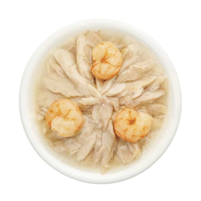 Корм для кошек Деревенские лакомства Домашние обеды "Тунец с креветкой в нежном желе" 70 гр