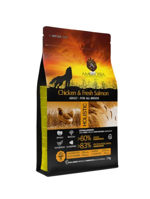Сухой корм для собак Ambrosia Grain Free Dog Adult All Breed (курица, лосось) (2 кг)