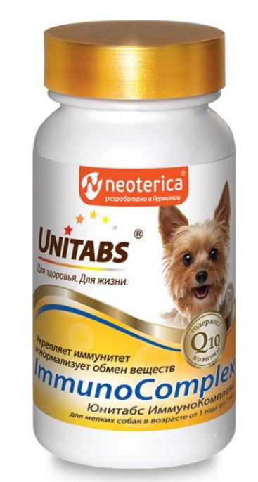 Кормовая добавка для собак мелких пород Neoterica Unitabs ImmunoComplex с Q10 (100 таблеток)