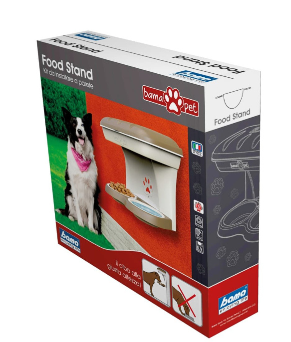 Миска для собак Bama Pet настенная двойная бежевая (1600 мл)