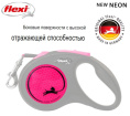 Поводок-рулетка Flexi Neon (лента) неоново-розовый (S, 15кг/5м)