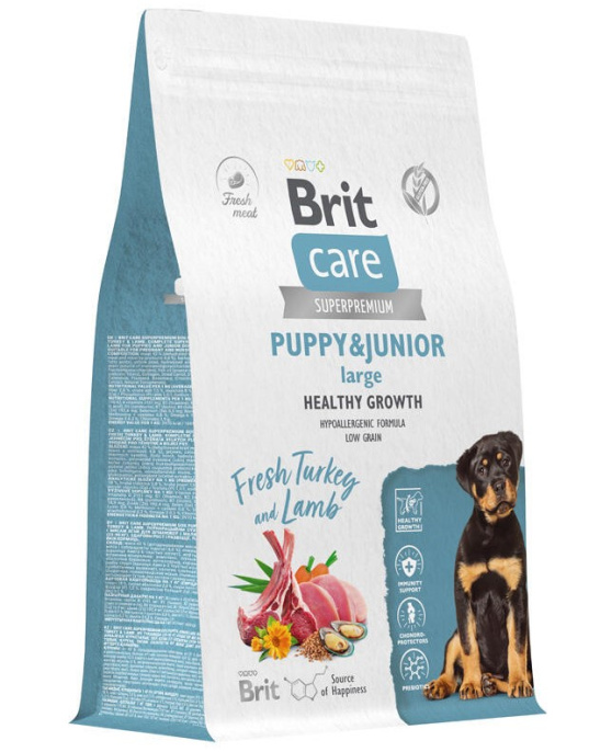Сухой корм для щенков Brit Care Dog Puppy&Junior L Healthy Growth (индейка, ягненок) (3 кг)