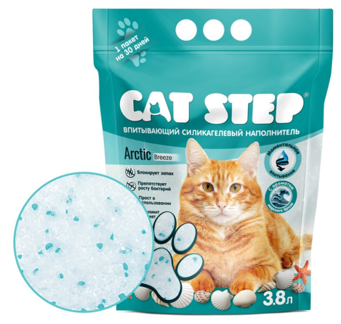 Cat Step Наполнитель впитывающий силикагелевый CAT STEP Arctic Breeze (3,8 л)