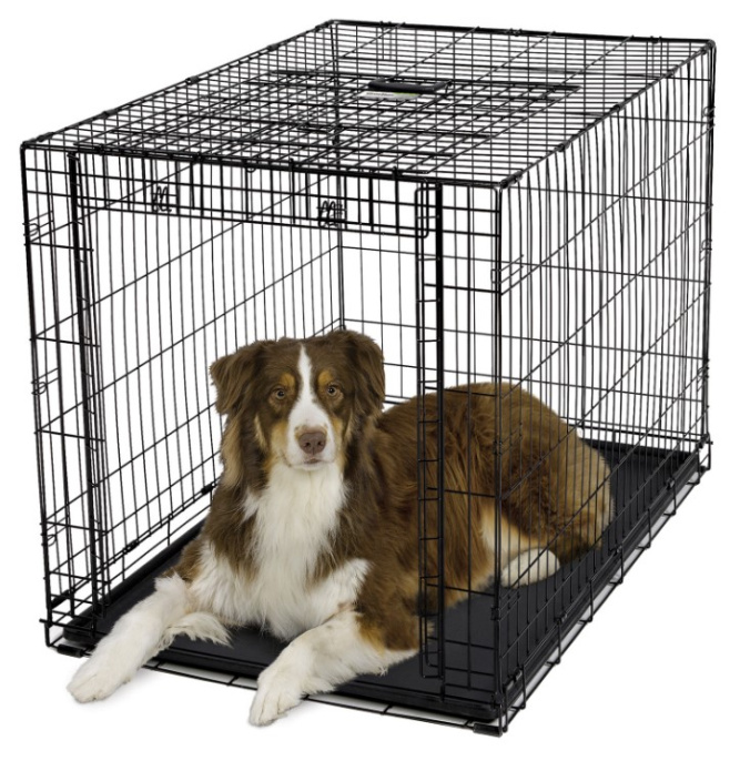 Клетка MidWest Ovation для собак с торцевой вертикально-откидной дверью, черная (111х72х77h см)
