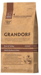 Сухой корм для собак средних и крупных пород GRANDORF Duck&Turkey MEDIUM&MAXI BREEDS (утка,  индейка