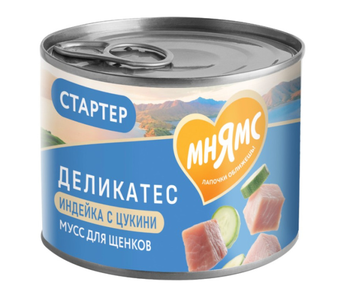 Влажный корм Мнямс Паштет индейка, цукини для щенков до 4 месяцев "Мусс по-французски" STARTER (200 гр.)