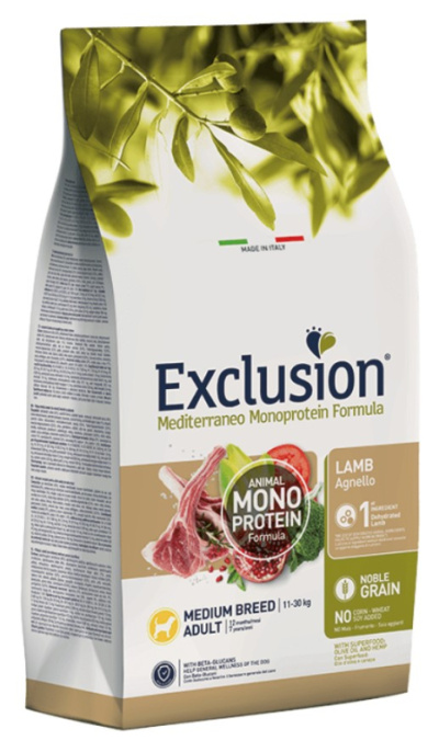 Сухой корм для собак EXCLUSION Monoprotein Noble Grain Adult Medium (ягненок) (12 кг)