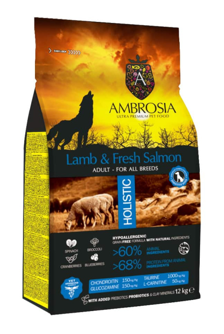 Сухой корм для собак Ambrosia Grain Free Dog Adult All Breed (ягненок, лосось) (2 кг)