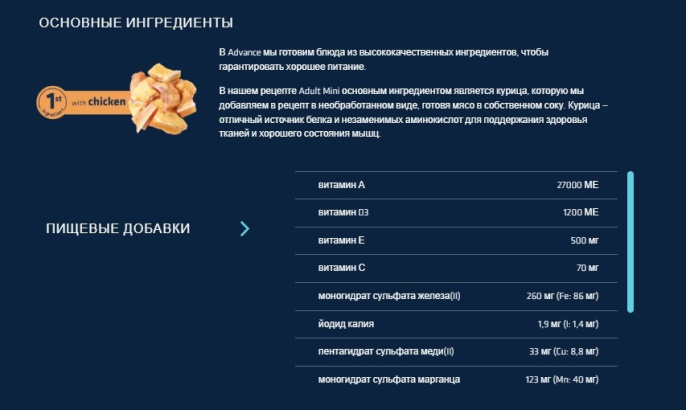 Сухой корм для собак мелких пород Advance Dog Adult Mini (курица) (0,7 кг)