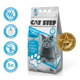Наполнитель бентонитовый белый CAT STEP Compact White Original 5 л