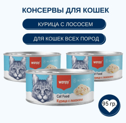 Консервы для кошек Wanpy Cat (курица, лосось)