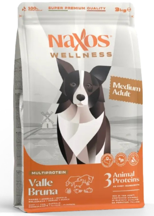 Сухой корм для собак средних пород Adragna Naxos Wellness Adult Medium (говядина, буйвол, ягненок) (3 кг)