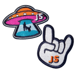 JOYSER Два шеврона для собак на кнопках Walk Patches (НЛО, рок)