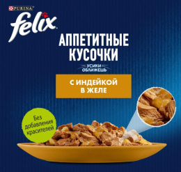 Влажный корм для кошек Felix Аппетитные кусочки в желе (индейка)
