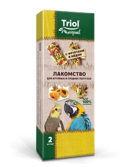 Лакомство для попугаев фрукты и мёд Triol Original (уп. 2 шт)