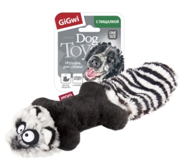 Игрушка для собак GiGwi Plush Friendz Енот с пищалками (24 см)
