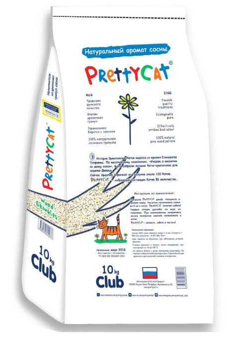 Наполнитель PrettyCat впитывающий древесный Wood Granules (4 кг (12 л))
